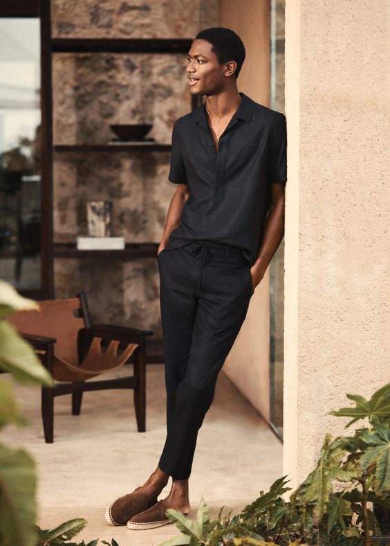 mens linen two piece outfit for summer