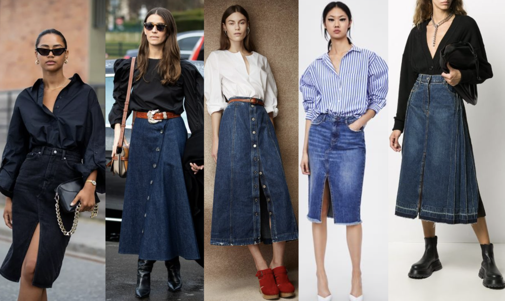 This Fall 2022 Trend Redefined the Long Denim Skirt - Madison to Melrose