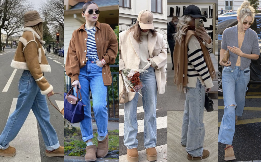 how to wear ugg boots with mom jeans
