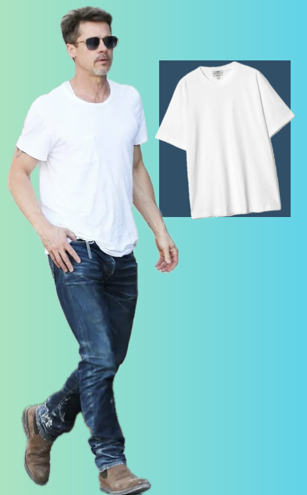men's white tee brad Pitt